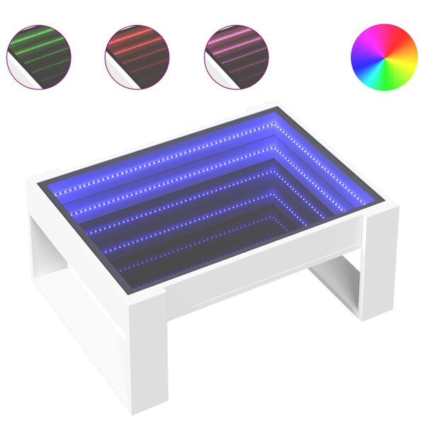 vidaXL Coffee Table with Infinity LED White 70x53x30 cm