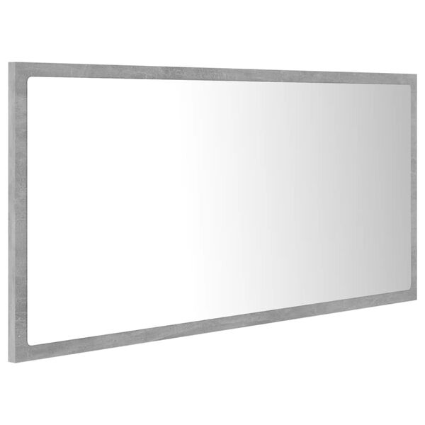 vidaXL LED Bathroom Mirror Concrete Grey 90x8.5x37 cm Acrylic