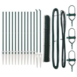 vidaXL Hexagonal Fence with Post 25 x 1 m PVC-Coated Steel Mesh