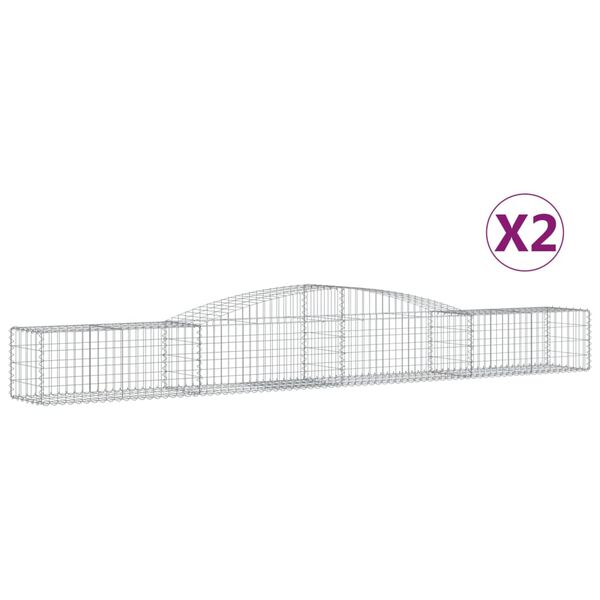 vidaXL Arched Gabion Baskets 2 pcs 400x50x40/60 cm Galvanised Iron
