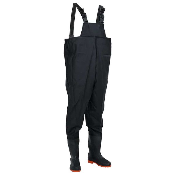 vidaXL Chest Waders with Boots Black Size 42