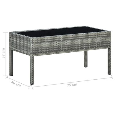 vidaXL Garden Table Grey 75x40x37 cm Poly Rattan