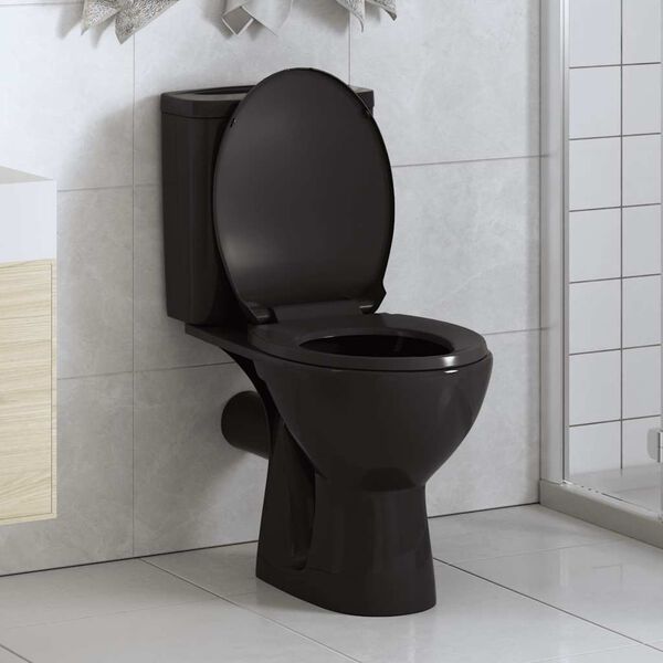 vidaXL Soft-close Toilet Seat with Quick-release Design Black