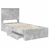 vidaXL Bed Frame with Drawer Concrete Grey 90 x 190 cm Engineered Wood