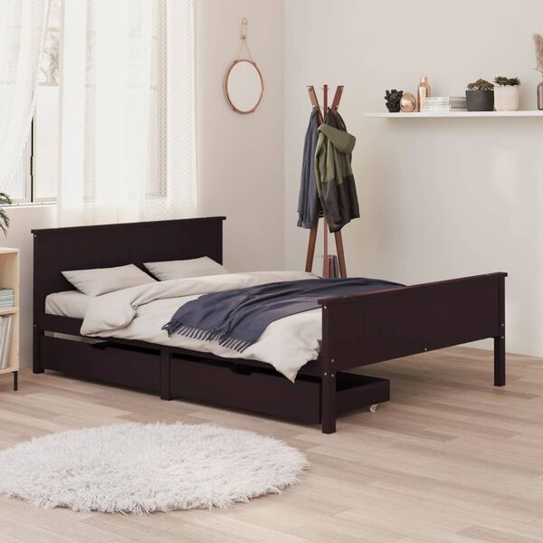 vidaXL Bed Frame without Mattress Dark Brown 160x200 cm Solid Wood