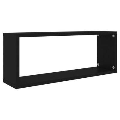 vidaXL Wall Cube Shelf 4 pcs Black 60x15x23 cm Engineered Wood