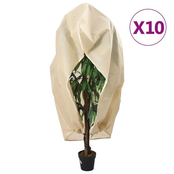 vidaXL Plant Fleece Covers with Zip 10 pcs 70 g/m&sup2; 1.55x1.55 m