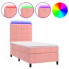 vidaXL Box Spring Bed with Mattress&LED Pink 90x200 cm Velvet