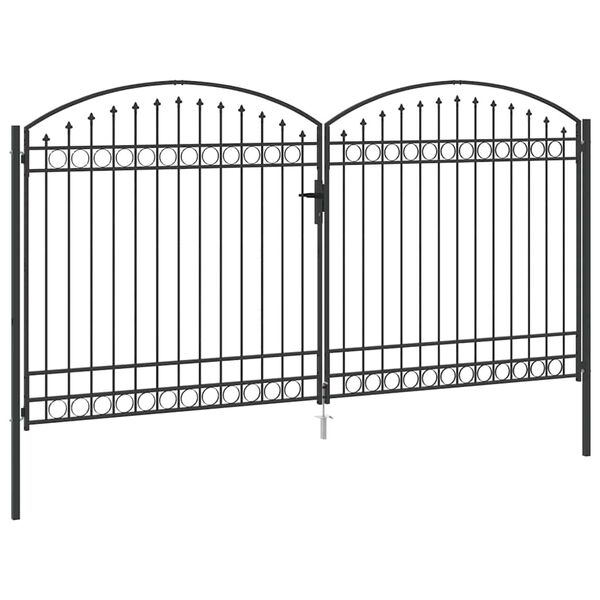 vidaXL Fence Gate with Lock Grey 401 x 250 cm Steel
