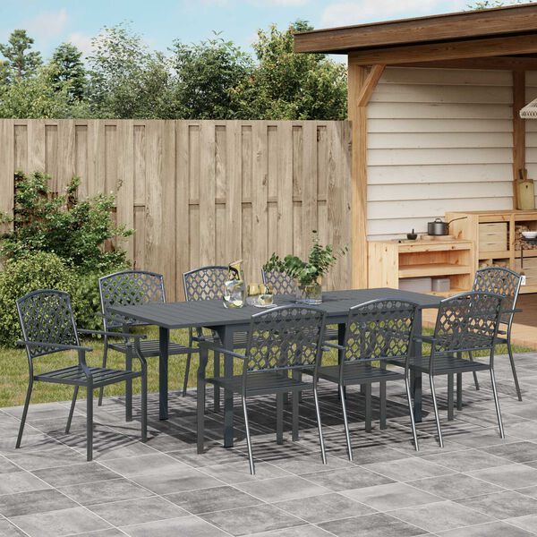 vidaXL Garden Dining Set 9 pcs Anthracite Steel