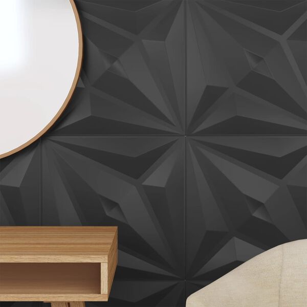 vidaXL Wall Panels 24 pcs Black 50x50 cm XPS 6 m² Star