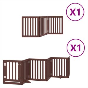 vidaXL Dog Gate with Door Foldable 9 Panels Brown 450 cm Poplar Wood