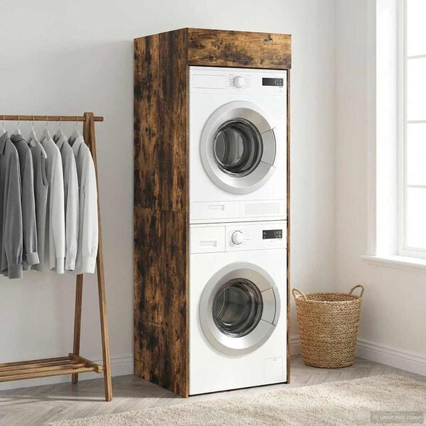 vidaXL Wash Machine Cabinet with Storage Smoked Oak 67.5 x 68 x 200 cm