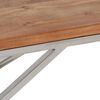 vidaXL Coffee Table Silver Stainless Steel and Solid Acacia Wood