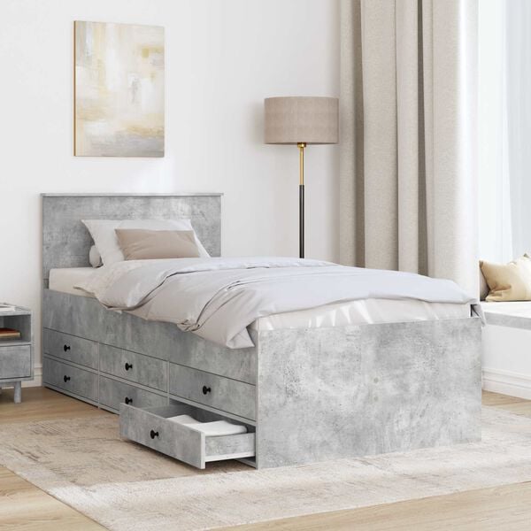 vidaXL Daybed Concrete Grey and Black 100 x 200 cm Engineered Wood