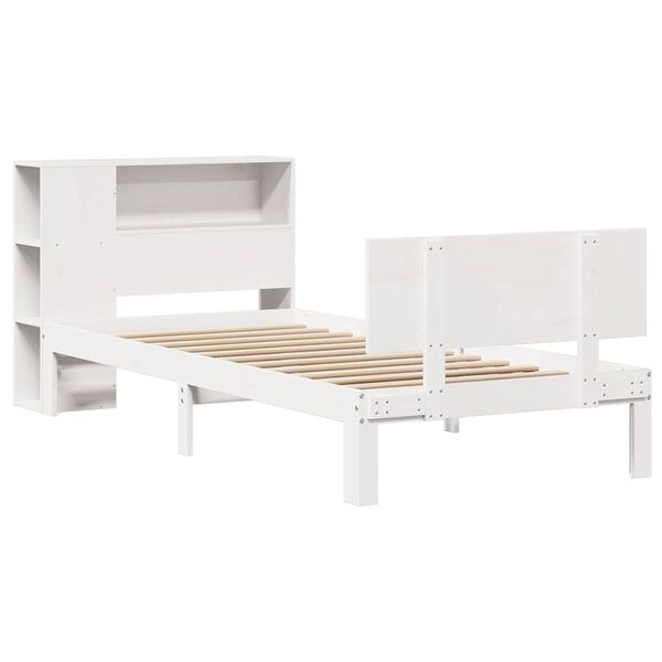 vidaXL Bookcase Bed without Mattress White 75x190cm Small Single Solid Wood Pine