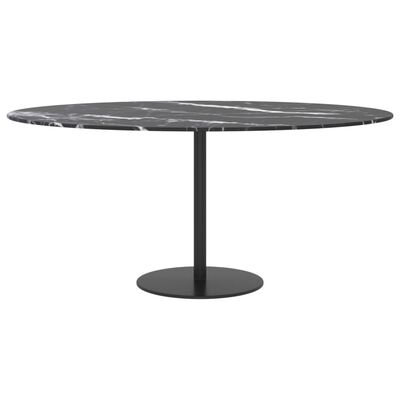 vidaXL Table Top Black Ø90x1 cm Tempered Glass with Marble Design