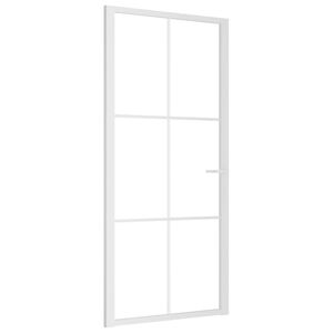 vidaXL Interior Door 93x201.5 cm White ESG Glass and Aluminium