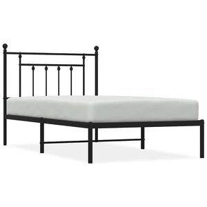 vidaXL Metal Bed Frame without Mattress with Headboard Black 100x190cm