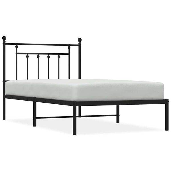 vidaXL Metal Bed Frame without Mattress with Headboard Black 100x190cm