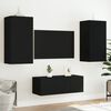 vidaXL 4 Piece TV Wall Units with LED Black Engineered Wood