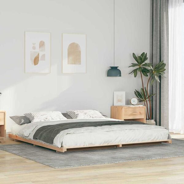 vidaXL Floor Bed Frame Brown 180 x 200 cm Solid pine wood