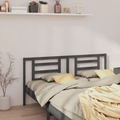 vidaXL Bed Headboard Grey 186x4x100 cm Solid Pine Wood