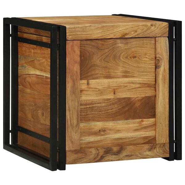 vidaXL Storage Box Brown and black 50 x 50 x 50 cm Solid Acacia wood