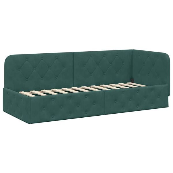 vidaXL Corner Bed Frame with Headboard Dark Green 80 x 200 cm Velvet