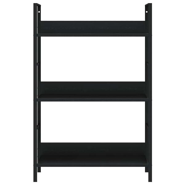 vidaXL 3-Layer Book Shelf Black 60x27.6x90.5 cm Engineered Wood
