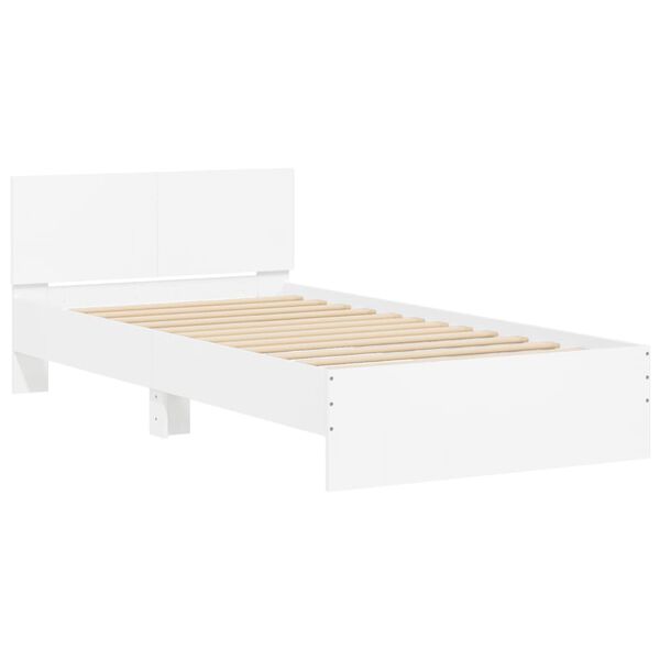 vidaXL Bed Frame without Mattress with Headboard White 100x200 cm