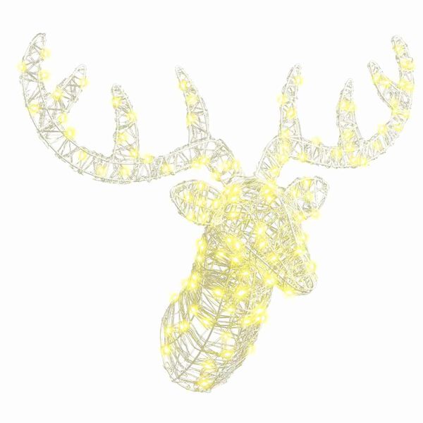 vidaXL Reindeer Head Warm white 68 x 36.5 x 62.5 cm Acrylic