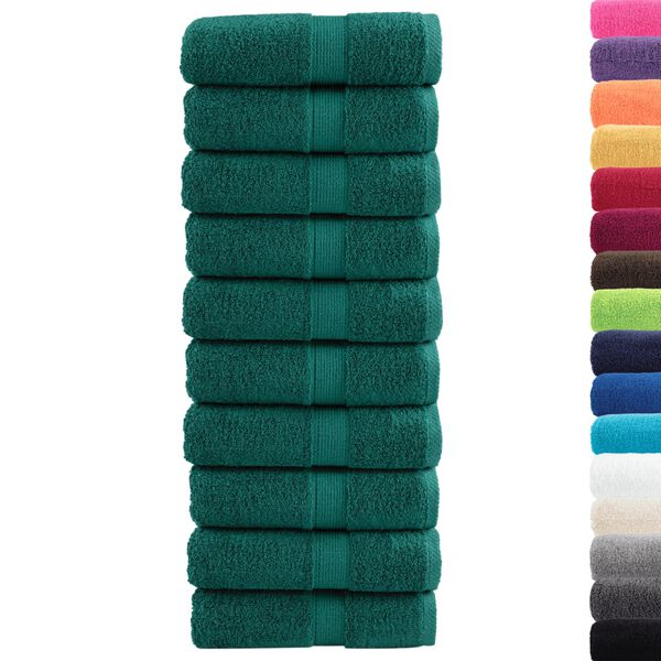 vidaXL Premium Wash Towels SOLUND 10 pcs Green 30x30 cm 600 gsm