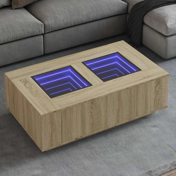 vidaXL Coffee Table with Infinity LED Sonoma Oak 116x69x40 cm