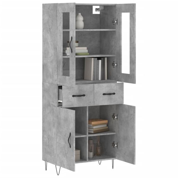 vidaXL Highboard Concrete Grey 69.5x34x180 cm Engineered Wood