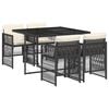 vidaXL 5 Piece Garden Dining Set with Cushions Black Poly Rattan