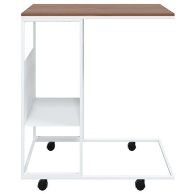 vidaXL Side Table with Wheels White 55x36x63.5 cm Engineered Wood