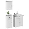 vidaXL 3 Piece Bathroom Furniture Set BODO White Solid Wood Pine