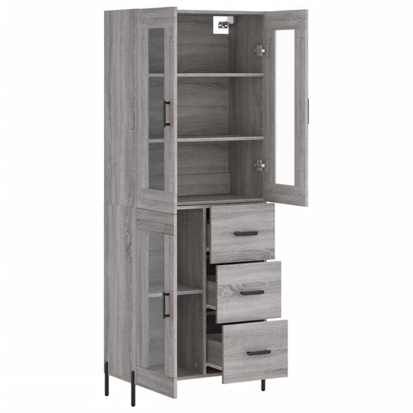 vidaXL Highboard Grey Sonoma 69.5x34x180 cm Engineered Wood