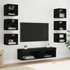 vidaXL TV Cabinet with LED Strip Lights 8 pcs Black Oak Glass