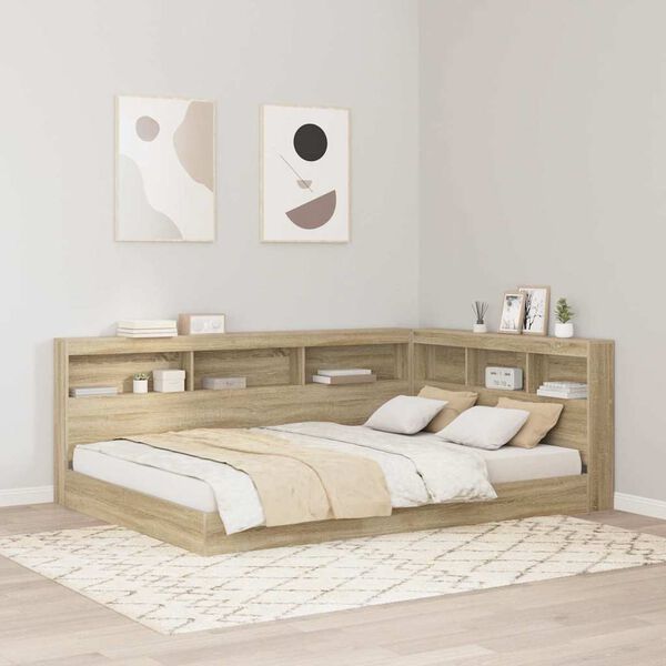 vidaXL Bookcase Bed Sonoma oak 140 x 200 cm Engineered wood