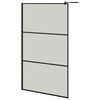 vidaXL Walk-in Shower Wall with Shelf Black 115x195 cm ESG Glass&Aluminium