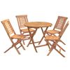 vidaXL 5 Piece Folding Garden Bistro Set Natural Solid Teak Wood