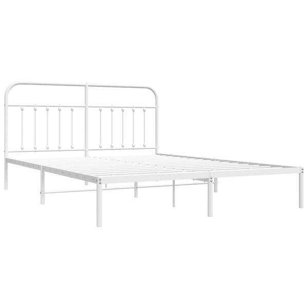 vidaXL Metal Bed Frame without Mattress with Headboard White 160x200cm