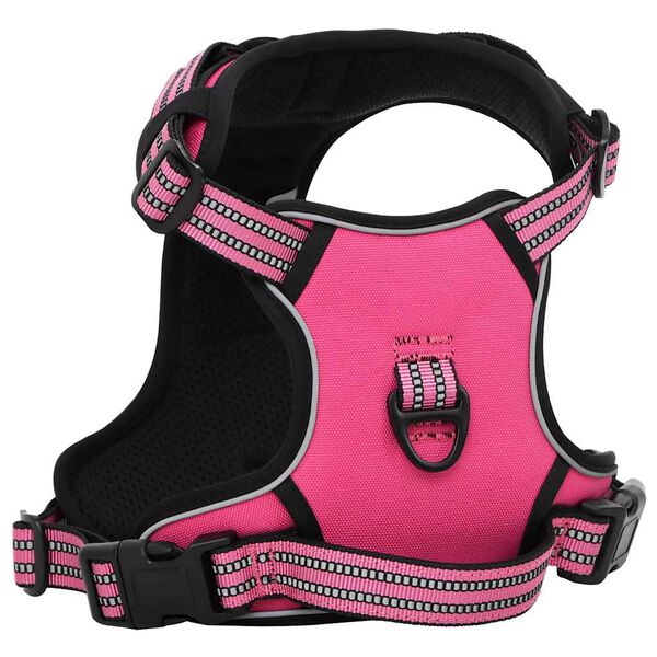 vidaXL Dog Harness with Lead & Collar Adjustable Pink S