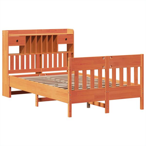 vidaXL Bed Frame without Mattress Wax Brown 135x190 cm Solid Wood Pine