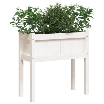 vidaXL Garden Planter with Legs White 70x31x70 cm Solid Wood Pine