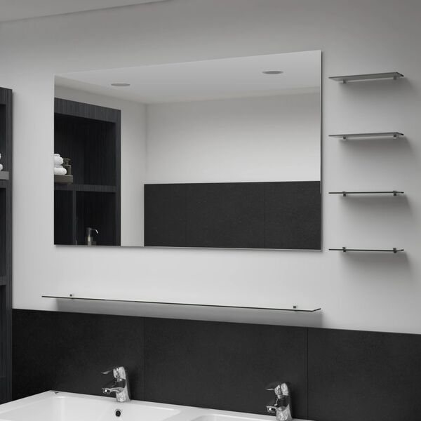 vidaXL Wall Mirror with 5 Shelves Silver 100x60 cm