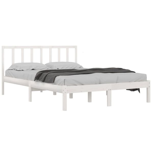 vidaXL Bed Frame without Mattress White Solid Wood Pine 120x200 cm