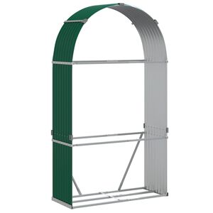 vidaXL Log Holder Green 120x45x210 cm Galvanised Steel